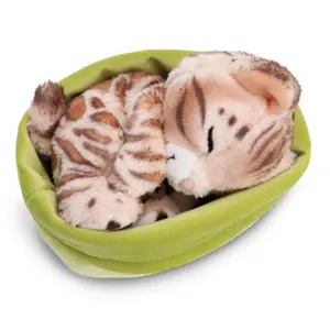 Sleeping cat plush in a basket Nici Bengal image-3