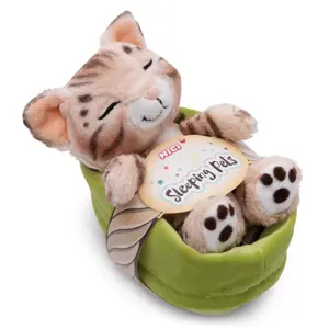 Sleeping cat plush in a basket Nici Bengal image-4