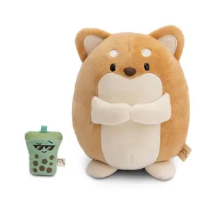 Peluche chien avec bubble tea dans un coffret cadeau Nici Hiro image-1