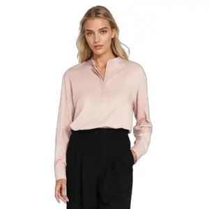 Women's viscose polo blouse with high collar Nife image-0
