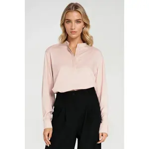 Women's viscose polo blouse with high collar Nife image-1