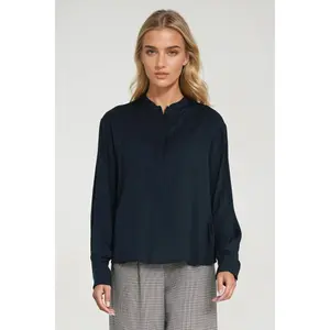 Women's viscose polo blouse with high collar Nife image-1