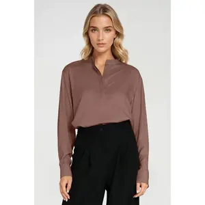 Women's viscose polo blouse with high collar Nife image-1
