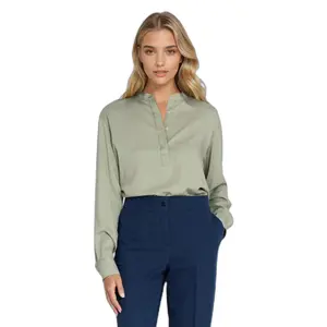 Women's viscose polo blouse with high collar Nife image-0