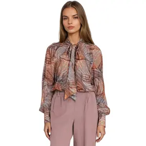 Women's viscose blouse with belt Nife image-0