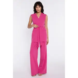 Długi kamizelka z wiązaniem w talii dla kobiet Nife image-1