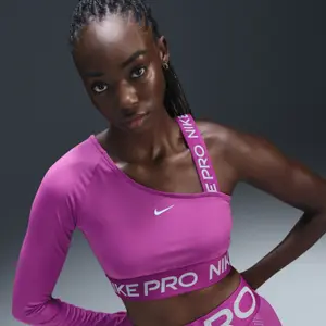 Damen asymmetrisches Crop-Top Nike Pro Shine Dri-FIT image-3