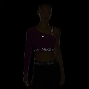 Damen asymmetrisches Crop-Top Nike Pro Shine Dri-FIT image-6
