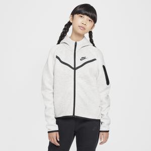 hv8695-013-dziewczeca-rozpinana-bluza-z-kapturem-nike-tech-fleece-jasnoszary-htr-czarny-czarny