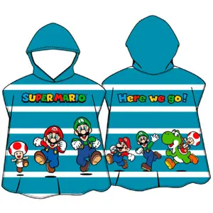 Children's microfiber poncho Nintendo Super Mario Bros Here We Go Super image-0