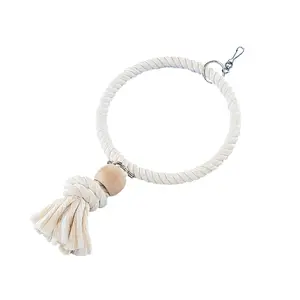 Jouet pour oiseaux anneau en coton avec bloc en bois Nobby Pet image-0