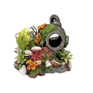 Helm aquarium decoratie met planten Nobby Pet image-0