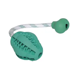 Rugbyboll i gummi för hundar med rep Nobby Pet Dental Line image-0