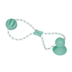 Rubber dog dental hygiene ball with rope Nobby Pet Dental Line image-0