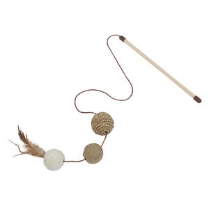 66909-cat-fishing-rod-with-3-balls-nobby-pet-beige-25-cm