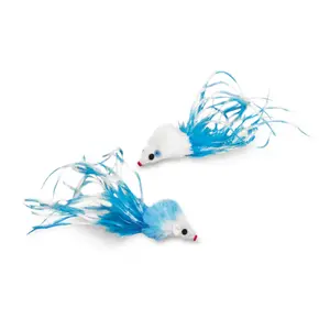 Παιχνίδι από γούνα για γάτα, ποντίκι με φτερό, χορτάρι για γάτες Nobby Pet image-0