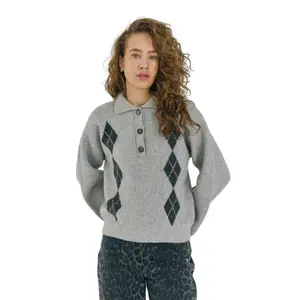 Women's knitted polo sweater Norr Breela image-0