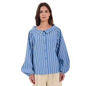Women's casual long-sleeve striped shirt with wide collar Norr Shala