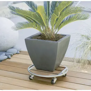 Soporte con ruedas de madera FSC sobre estructura metálica Nortene Flora Roll Wood image-1