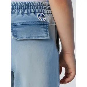 Denim effect joggers with logo for kids North Sails Reprive image-4
