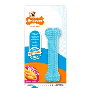 Παιχνίδι για σκύλους Nylabone Puppy Teething Dental Chew - Pink Chicken XS image-0