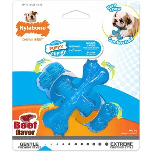Παιχνίδι για σκύλους Nylabone Puppy Teething X Bone - Beef Flavour XS image-2