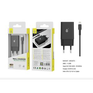 Embout secteur USB + câble pour iPhone 5 à 13 - 2.4A S. Basic One+