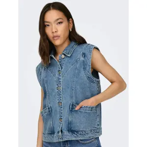 Womens Zip-Up Hooded Denim Jacket Only Kennedy image-3