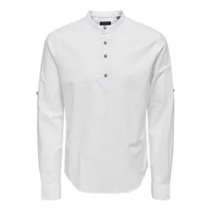 Camisa de lino de manga larga en medio tono Only & Sons Caiden image-0