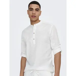 Camisa de lino de manga larga en medio tono Only & Sons Caiden image-2