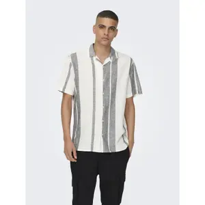 Camisa Only & Sons Caiden Stripe Linen Resort image-2