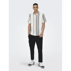 Camisa Only & Sons Caiden Stripe Linen Resort image-1