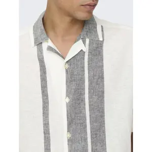 Camisa Only & Sons Caiden Stripe Linen Resort image-5