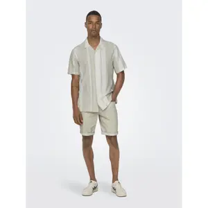 Camisa Only & Sons Caiden Stripe Linen Resort image-1