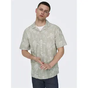 Camisa Only & Sons Caiden Resort AOP Linen image-3