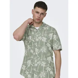 Camisa Only & Sons Caiden Resort AOP Linen image-3