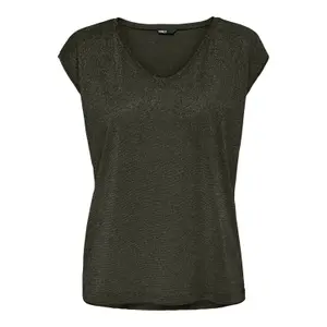 T-shirt de lurex feminino com decote em v Only Silvery image-0