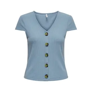 Frauen Top Only Nella manches courtes col à boutons image-0