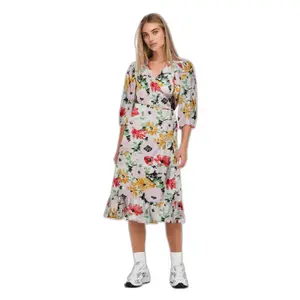 3/4-lang vævet midi wrap-kjole til kvinder Only Olivia image-1