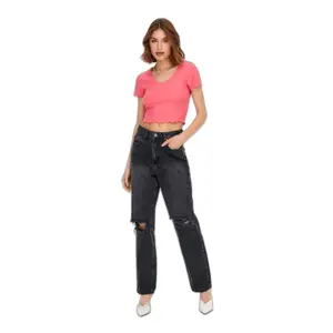 Women's short sleeve v-neck top Only onlkika image-4