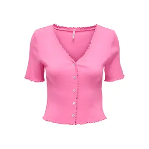 Women's short sleeve button down top Only onllaila image-0