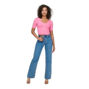 Women's short sleeve button down top Only onllaila image-4