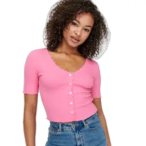 Women's short sleeve button down top Only onllaila image-3