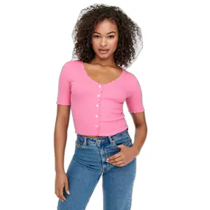 Women's short sleeve button down top Only onllaila image-2