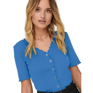 Women's short sleeve button down top Only onllaila image-4