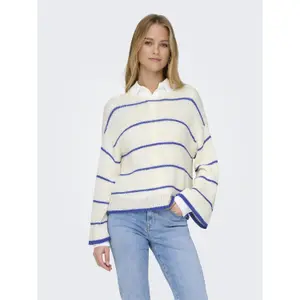 Striped round neck 7/8 women’s top Only Geena image-1