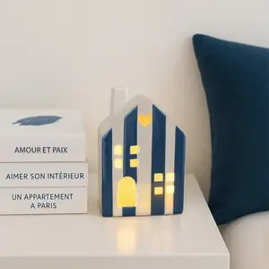 Lampka LED dekoracyjna w kształcie domku w paski na baterie Opjet image-1