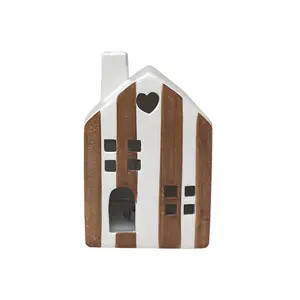 Lámpara de mesa LED decorativa casita a rayas a pilas Opjet image-0