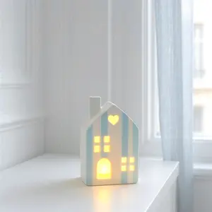 Lampka LED dekoracyjna w kształcie domku w paski na baterie Opjet image-1