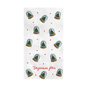 Papieren rechthoekige servet met kerstboom en balmotief Opjet (x15)